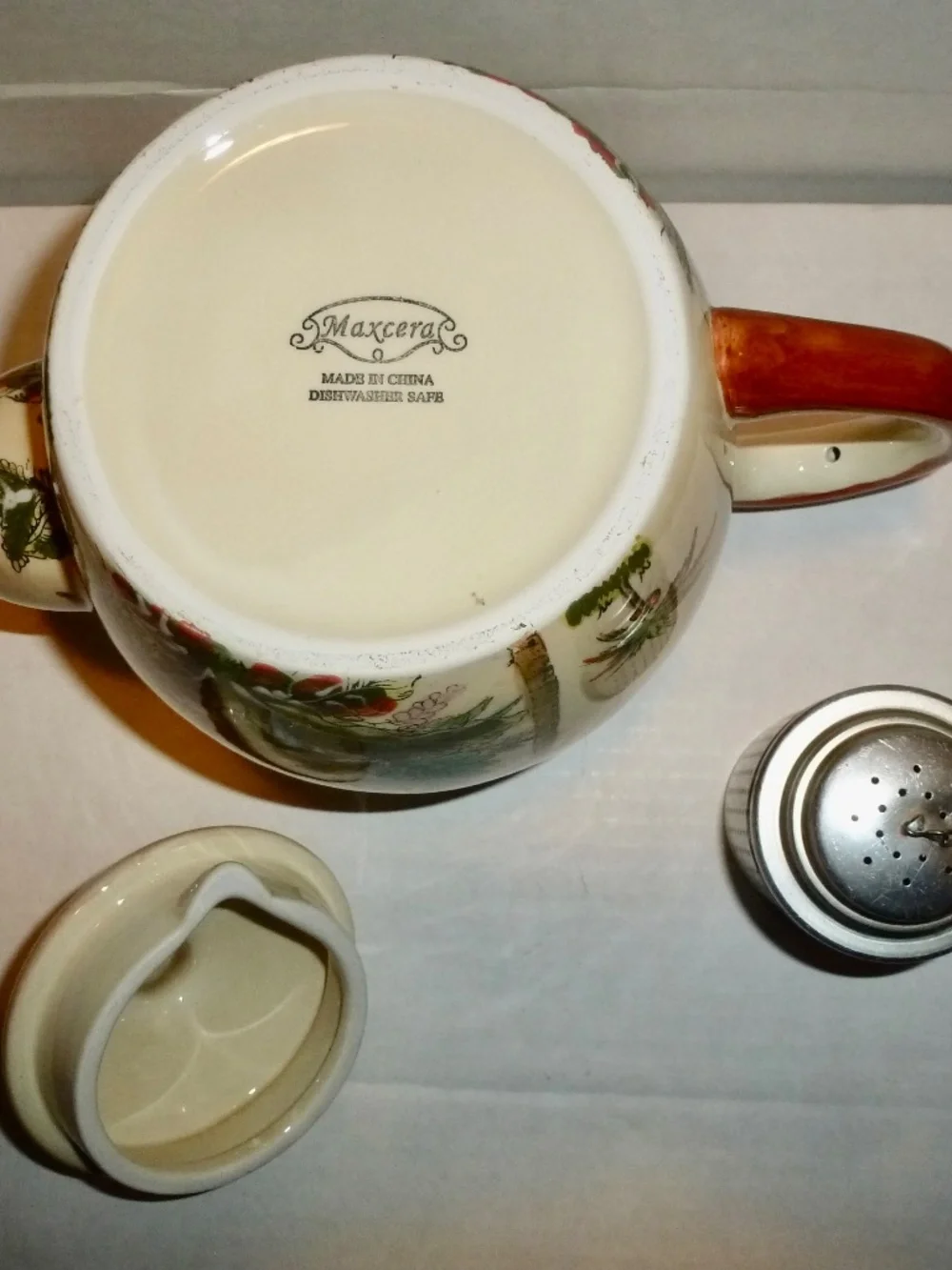 Maxcera Monkeys in the Coconut Tree 6 Cup Ceramic Tea Pot & Aluminum Tea Infuser